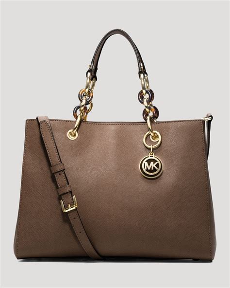 michael kors cynthia medium satchel in dark dune brown|Michael Kors Cynthia Medium Satchel .